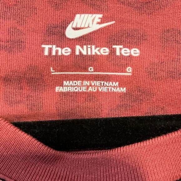 NIKE Long Sleeve Sportswear All Over Print Maroon Crew Leopard Shirt Size Large - Picture 5 of 6